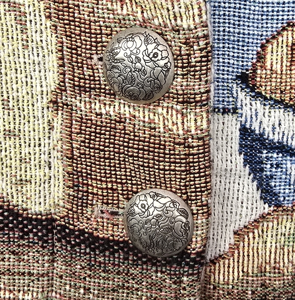 Vtg Tapestry Jacket Art-to-Wear French Country Still Life Woven Boxy Cottagecore - Picture 3 of 4